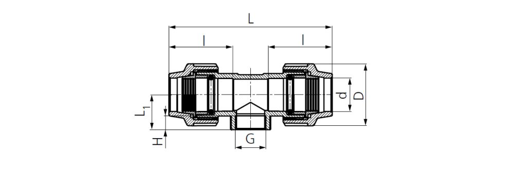 Drawing PE branch with female thread