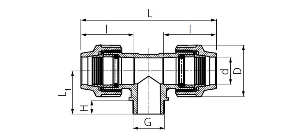 Drawing PE branch with male thread