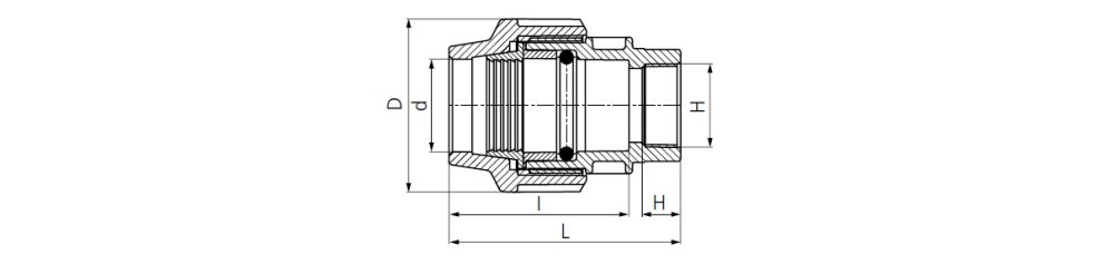 Drawing PE coupling with female thread