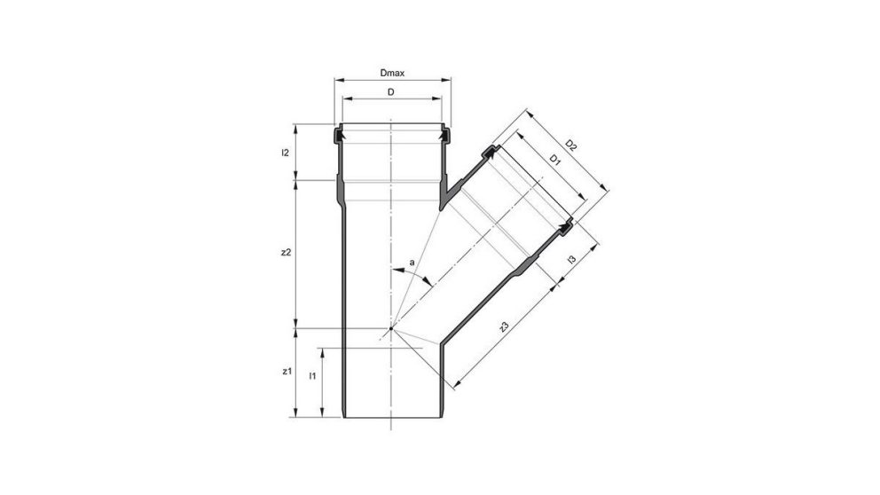 Measurement drawing branch 45gr 2 socket Eurosocket